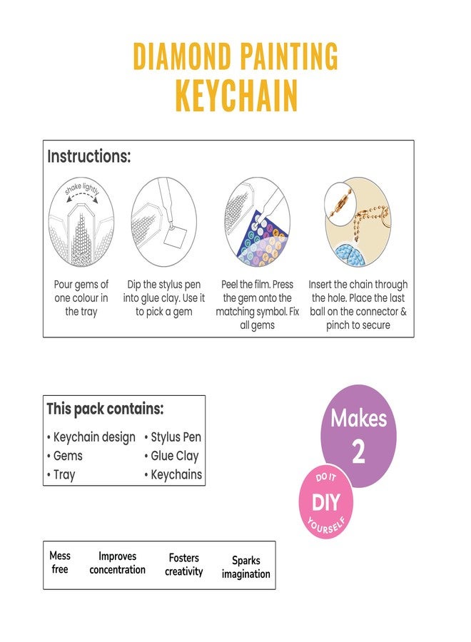 itsy-bitsy Itsy Bitsy DIY Diamond Painting Key Chain Kit Bear & Panda 8 X 7CM 2pc Box | Art & Craft, Creative, Fun & Activity Kit | Gift for Kids, Adult - Image 4